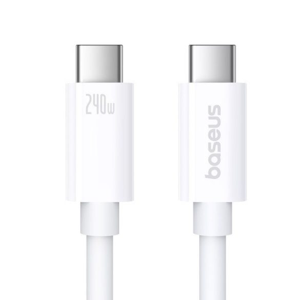 USB Type-C töltő- és adatkábel, USB Type-C, 100 cm, 240W, törésgátlóval, gyorstöltés, PD, Baseus Superior 2, P10365200211-02, fehér