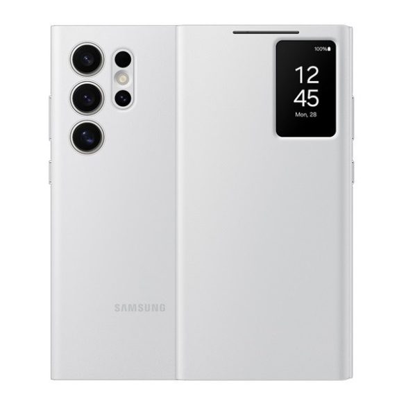 Samsung Galaxy S24 Ultra SM-S928, Oldalra nyíló tok, hívás mutatóval, kártyatartóval, Smart View Wallet, fehér, gyári