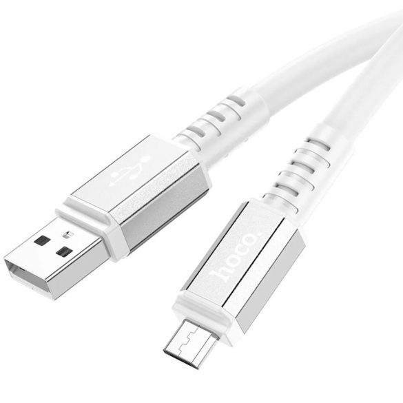 USB töltő- és adatkábel, microUSB, 100 cm, 2400 mA, gyorstöltés, PD, Hoco X85 Strength, fehér