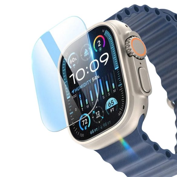 Apple Watch Ultra 1-2 (49 mm), Kijelzővédő fólia, ütésálló fólia (az íves részre NEM hajlik rá!), Tempered Glass (edzett üveg), 3D Full Cover, Dux Ducis Eapa, Clear