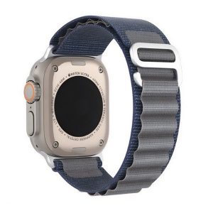 Apple Watch 4-6, SE, SE (2022) (42 / 44 mm) / Watch 7-9 (45 mm) / Watch 10 (46 mm) / Watch Ultra 1-2 (49 mm), textíl pótszíj, állítható, Dux Ducis GS, sötétkék