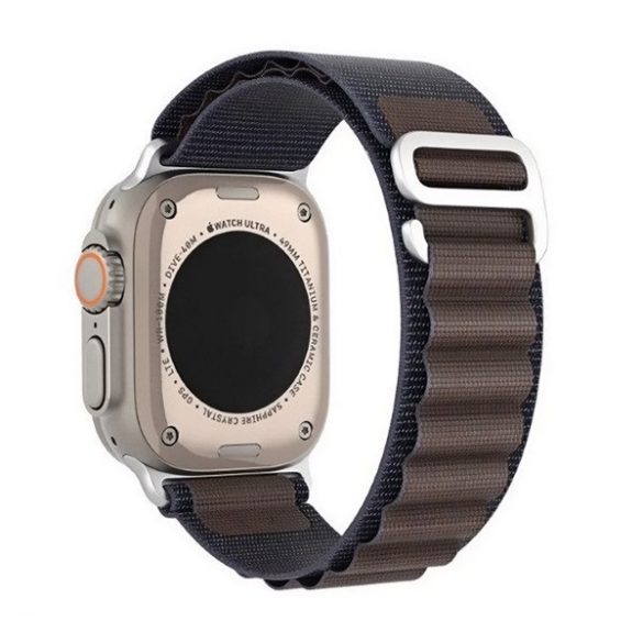Apple Watch 4-6, SE, SE (2022) (42 / 44 mm) / Watch 7-9 (45 mm) / Watch 10 (46 mm) / Watch Ultra 1-2 (49 mm), textíl pótszíj, állítható, Dux Ducis GS, sötétszürke