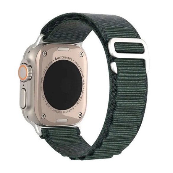 Apple Watch 4-6, SE, SE (2022) (42 / 44 mm) / Watch 7-9 (45 mm) / Watch 10 (46 mm) / Watch Ultra 1-2 (49 mm), textíl pótszíj, állítható, Dux Ducis GS, sötétzöld