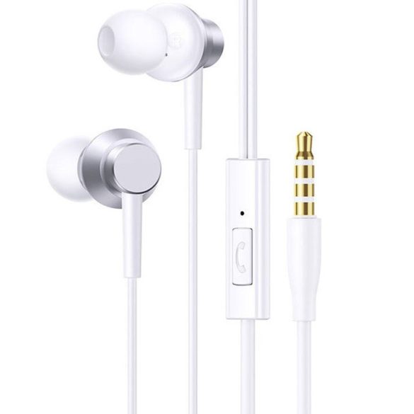 Vezetékes sztereó fülhallgató, 3.5 mm, mikrofon, felvevő gomb, Baseus Encok HZ11, fehér