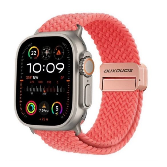 Apple Watch 4-6, SE, SE (2022) (42 / 44 mm) / Watch 7-9 (45 mm) / Watch 10 (46 mm) / Watch Ultra 1-2 (49 mm), textíl pótszíj, állítható, mágneses zár, Dux Ducis Mixture Pro, rózsaszín