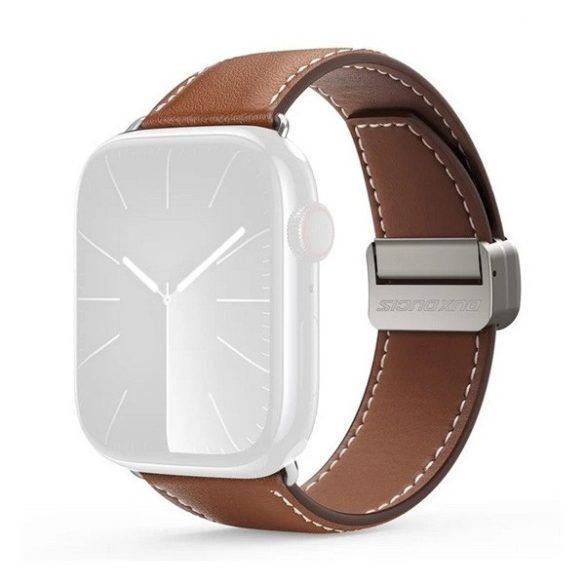 Apple Watch 4-6, SE, SE (2022) (38 / 40 mm) / Watch 7-9 (41 mm) / Watch 10 (42 mm), valódi bőr pótszíj, állítható, mágneses zár, Dux Ducis YA, barna