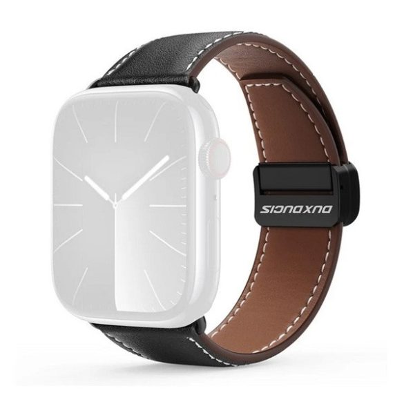 Apple Watch 4-6, SE, SE (2022) (42 / 44 mm) / Watch 7-9 (45 mm) / Watch 10 (46 mm) / Watch Ultra 1-2 (49 mm), valódi bőr pótszíj, állítható, mágneses zár, Dux Ducis YA, fekete