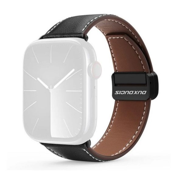 Apple Watch 4-6, SE, SE (2022) (38 / 40 mm) / Watch 7-9 (41 mm) / Watch 10 (42 mm), valódi bőr pótszíj, állítható, mágneses zár, Dux Ducis YA, fekete