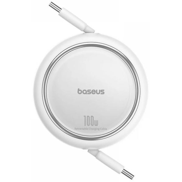 USB Type-C töltő- és adatkábel, USB Type-C, 100 cm, 100W, gyorstöltés, PD, lapos, feltekerhető, Baseus Free2Draw, fehér