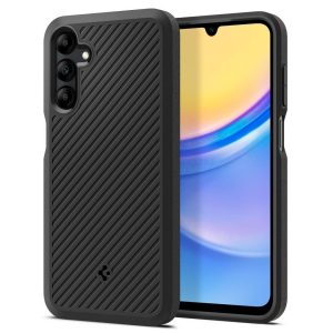 Samsung Galaxy A15 4G / A15 5G SM-A155F / A156B, Szilikon tok, Spigen Core Armor, karbon minta, fekete