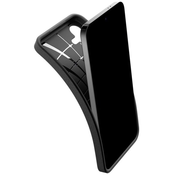 Samsung Galaxy S24 SM-S921, Szilikon tok, Spigen Core Armor, karbon minta, fekete