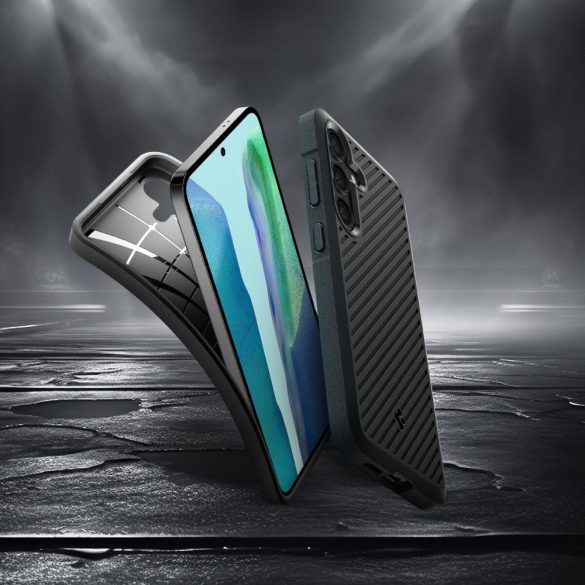 Samsung Galaxy S24 SM-S921, Szilikon tok, Spigen Core Armor, karbon minta, fekete