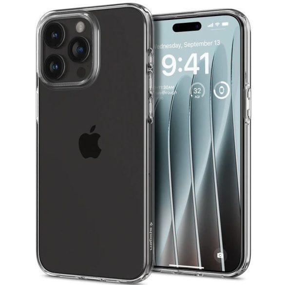 Apple iPhone 15 Pro Max, Szilikon tok, Spigen Crystal Flex, átlátszó