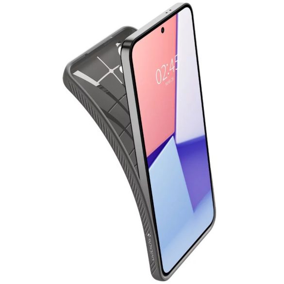 Samsung Galaxy S24 SM-S921, Szilikon tok, Spigen Liquid Air, háromszög minta, sötétszürke