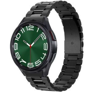 Samsung Galaxy Watch 6 Classic (47mm) SM-R960 / R965, fém pótszíj, Spigen Modern Fit, fekete