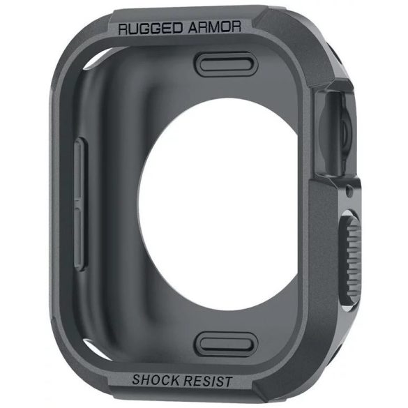 Apple Watch 4-6, SE, SE (2022) (44 mm) / Watch 7-9 (45 mm), Szilikon védőkeret, ütésálló, szíj nélkül, Spigen Rugged Armor, sötétszürke