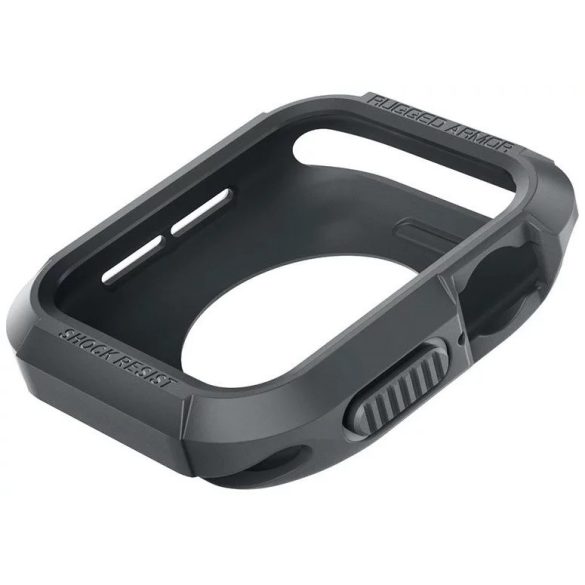 Apple Watch 4-6, SE, SE (2022) (44 mm) / Watch 7-9 (45 mm), Szilikon védőkeret, ütésálló, szíj nélkül, Spigen Rugged Armor, sötétszürke