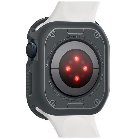 Apple Watch 4-6, SE, SE (2022) (44 mm) / Watch 7-9 (45 mm), Szilikon védőkeret, ütésálló, szíj nélkül, Spigen Rugged Armor, sötétszürke