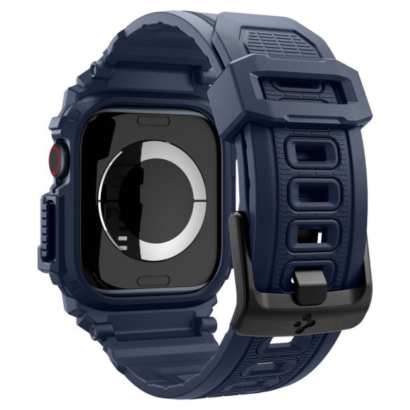 Apple Watch Ultra 1-2 (49 mm), Szilikon védőkeret, ütésálló, szíjjal, Spigen Rugged Armor Pro, sötétkék