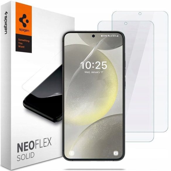 Samsung Galaxy S24 Plus SM-S926, Kijelzővédő fólia (az íves részre is!), Spigen Neo Flex Solid, Clear Prémium, 2 db / csomag