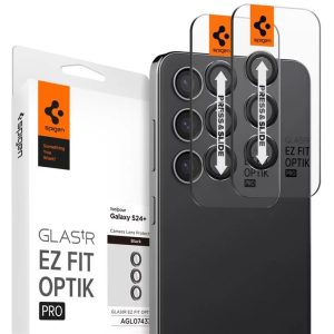 Samsung Galaxy S24 Plus SM-S926, Kamera lencsevédő fólia, ütésálló fólia, Tempered Glass (edzett üveg), Spigen Glastr Ez Fit Optik Pro, Clear, 2 db / csomag