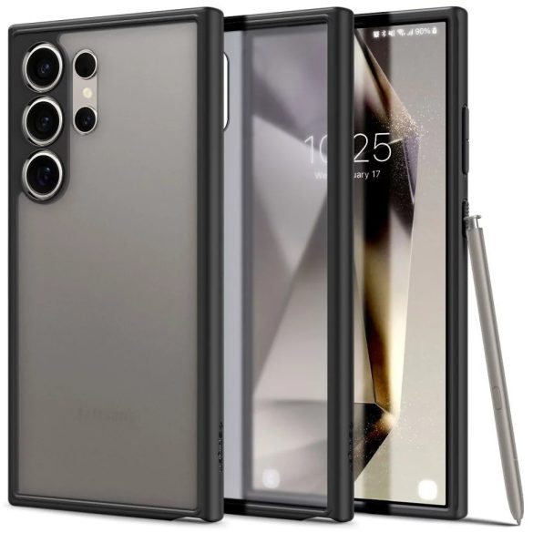 Samsung Galaxy S24 Ultra SM-S928, Műanyag hátlap védőtok + szilikon keret, Spigen Ultra Hybrid Matte, áttetsző/fekete