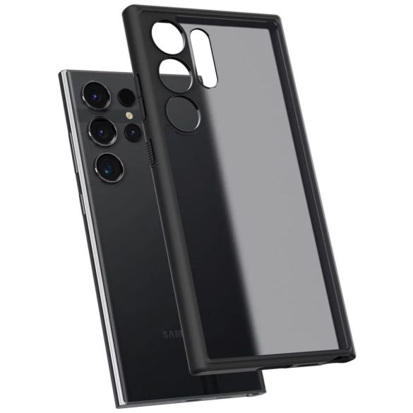 Samsung Galaxy S24 Ultra SM-S928, Műanyag hátlap védőtok + szilikon keret, Spigen Ultra Hybrid Matte, áttetsző/fekete