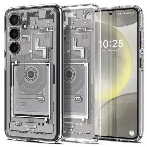 Samsung Galaxy S24 SM-S921, Műanyag hátlap védőtok + szilikon keret, Telefon belső minta, Spigen Ultra Hybrid Zero One, átlátszó/fehér