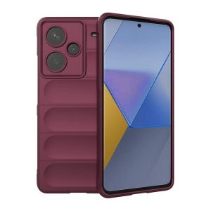 Xiaomi Redmi Note 13 Pro Plus 5G, Szilikon tok, közepesen ütésálló, 3D minta, bordó