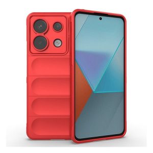 Xiaomi Redmi Note 13 Pro 5G / Poco X6 5G, Szilikon tok, közepesen ütésálló, 3D minta, piros