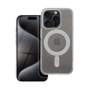 Apple iPhone 15 Pro, Szilikon tok, közepesen ütésálló, Magsafe kompatibilis, átlátszó