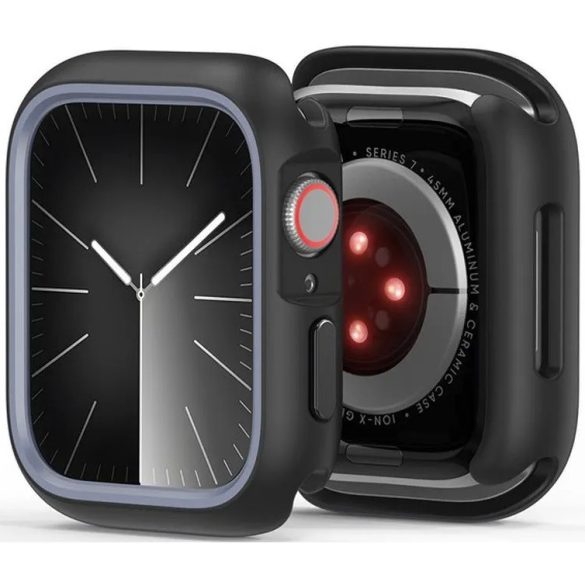 Apple Watch 7-9 (45 mm), Műanyag + szilikon védőkeret, szíj nélkül, közepesen ütésálló, Dux Ducis Bamo, sötétszürke