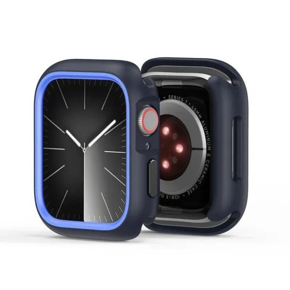 Apple Watch 7-9 (41 mm), Műanyag + szilikon védőkeret, szíj nélkül, közepesen ütésálló, Dux Ducis Bamo, sötétkék