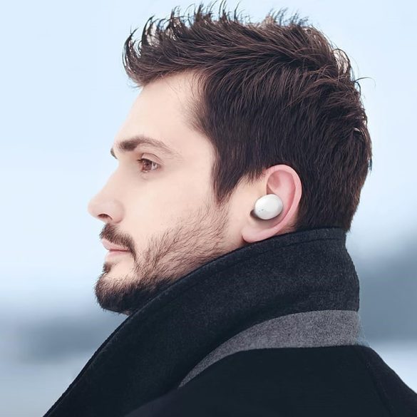 Bluetooth sztereó fülhallgató, v5.3, TWS, töltőtok, zajszűrővel, érintés vezérlés, LED-es kijelző, Hoco EQ3, bézs