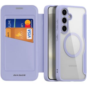 Samsung Galaxy S24 Plus SM-S926, Oldalra nyíló tok, stand, közepesen ütésálló, Magsafe kompatibilis, Dux Ducis Skin Pro Magsafe, lila
