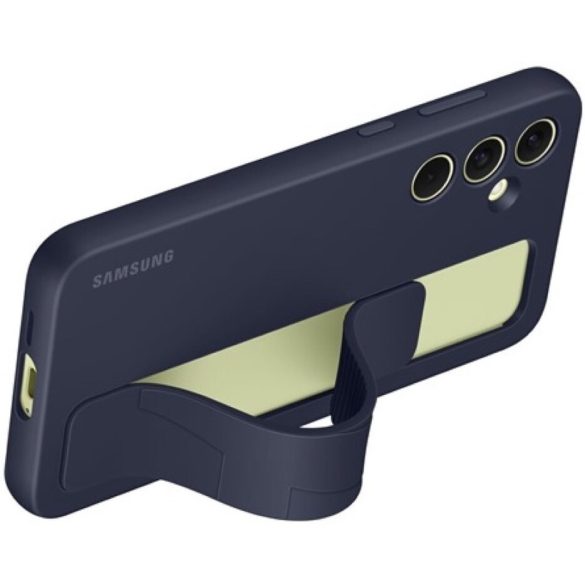 Samsung Galaxy A55 5G SM-A556B, Szilikon tok, matt, beépített szíj, sötétkék, gyári