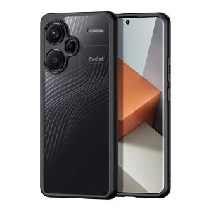 Xiaomi Redmi Note 13 Pro Plus 5G, Műanyag hátlap védőtok + szilikon keret, hullám minta, Dux Ducis Aimo, áttetsző/fekete