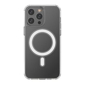 Apple iPhone 14 Pro Max, Szilikon tok, közepesen ütésálló,  légpárnás sarok, Magsafe kompatibilis, átlátszó