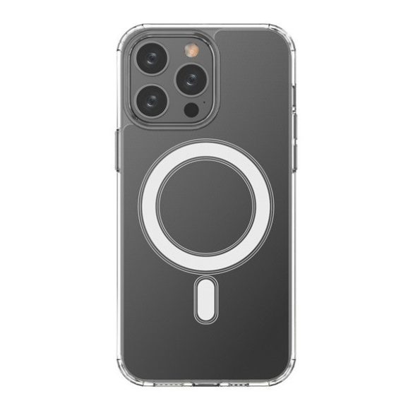 Apple iPhone 14 Pro Max, Szilikon tok, közepesen ütésálló,  légpárnás sarok, Magsafe kompatibilis, átlátszó