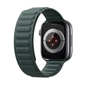 Apple Watch 4-6, SE, SE (2022) (38 / 40 mm) / Watch 7-9 (41 mm) / Watch 10 (42 mm), textíl pótszíj, mágneses zár, 3D minta, Dux Ducis BL, sötétzöld