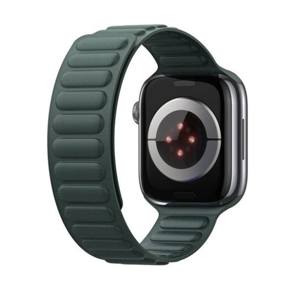 Apple Watch 4-6, SE, SE (2022) (38 / 40 mm) / Watch 7-9 (41 mm) / Watch 10 (42 mm), textíl pótszíj, mágneses zár, 3D minta, Dux Ducis BL, sötétzöld