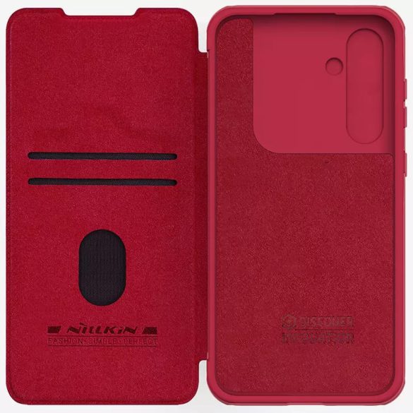 Samsung Galaxy A55 5G SM-A556B, Oldalra nyíló tok, kamera védelem, Nillkin Qin Pro, piros