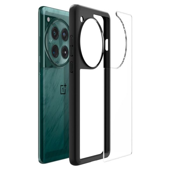 OnePlus 12, Műanyag hátlap védőtok + szilikon keret, Spigen Ultra Hybrid, átlátszó
