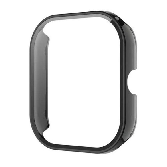 Xiaomi Redmi Watch 4, Műanyag védőkeret, kijelzővédő üveggel, közepesen ütésálló, szíj nélkül, fekete