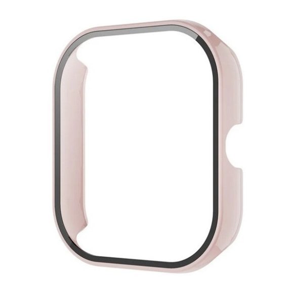 Xiaomi Redmi Watch 4, Műanyag védőkeret, kijelzővédő üveggel, közepesen ütésálló, szíj nélkül, rózsaszín