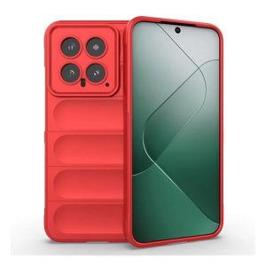 Xiaomi 14, Szilikon tok, közepesen ütésálló, 3D minta, piros