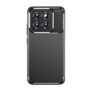 Xiaomi 14, Szilikon tok, közepesen ütésálló, légpárnás sarok, karbon minta, fekete