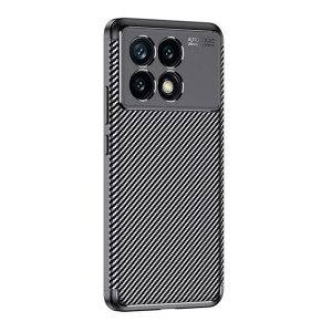 Xiaomi Redmi K70E / Poco X6 Pro 5G, Szilikon tok, közepesen ütésálló, légpárnás sarok, karbon minta, fekete