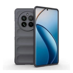 Realme 12 Pro / 12 Pro Plus, Szilikon tok, közepesen ütésálló, 3D minta, sötétszürke