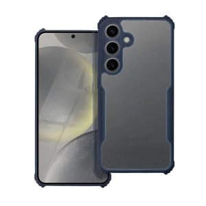 Samsung Galaxy S24 SM-S921, Szilikon tok, közepesen ütésálló, légpárnás sarok, akril hátlap, Anti-Drop Case, átlátszó/sötétkék